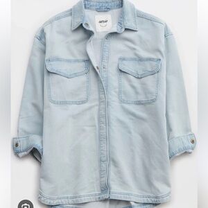 Aerie Button Down Shirt Ice Blue